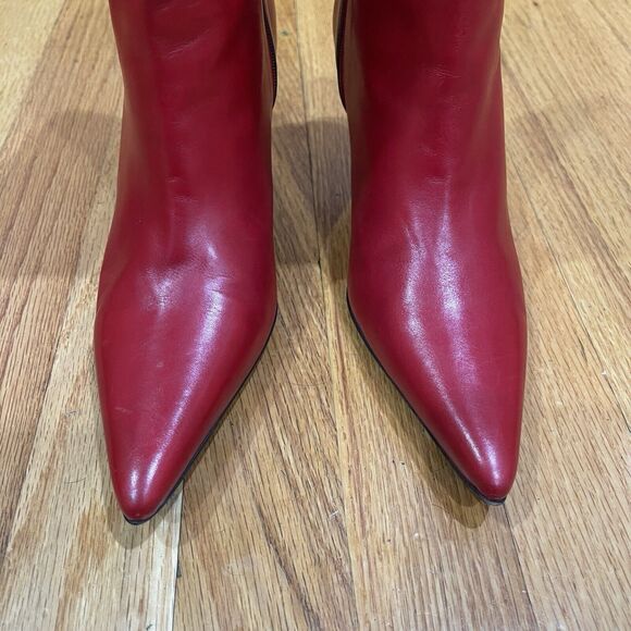 Cole Haan City Red Leather Pointed Toe Ankle Boots Kitten Heel Womens Size 6 EUC - Picture 16 of 16